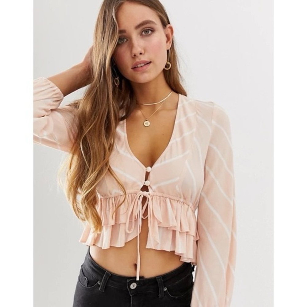FREE PEOPLE SAMIFRAN CROPPED BUTTON FRONT LONG SLEEVE - Picture 2 of 9